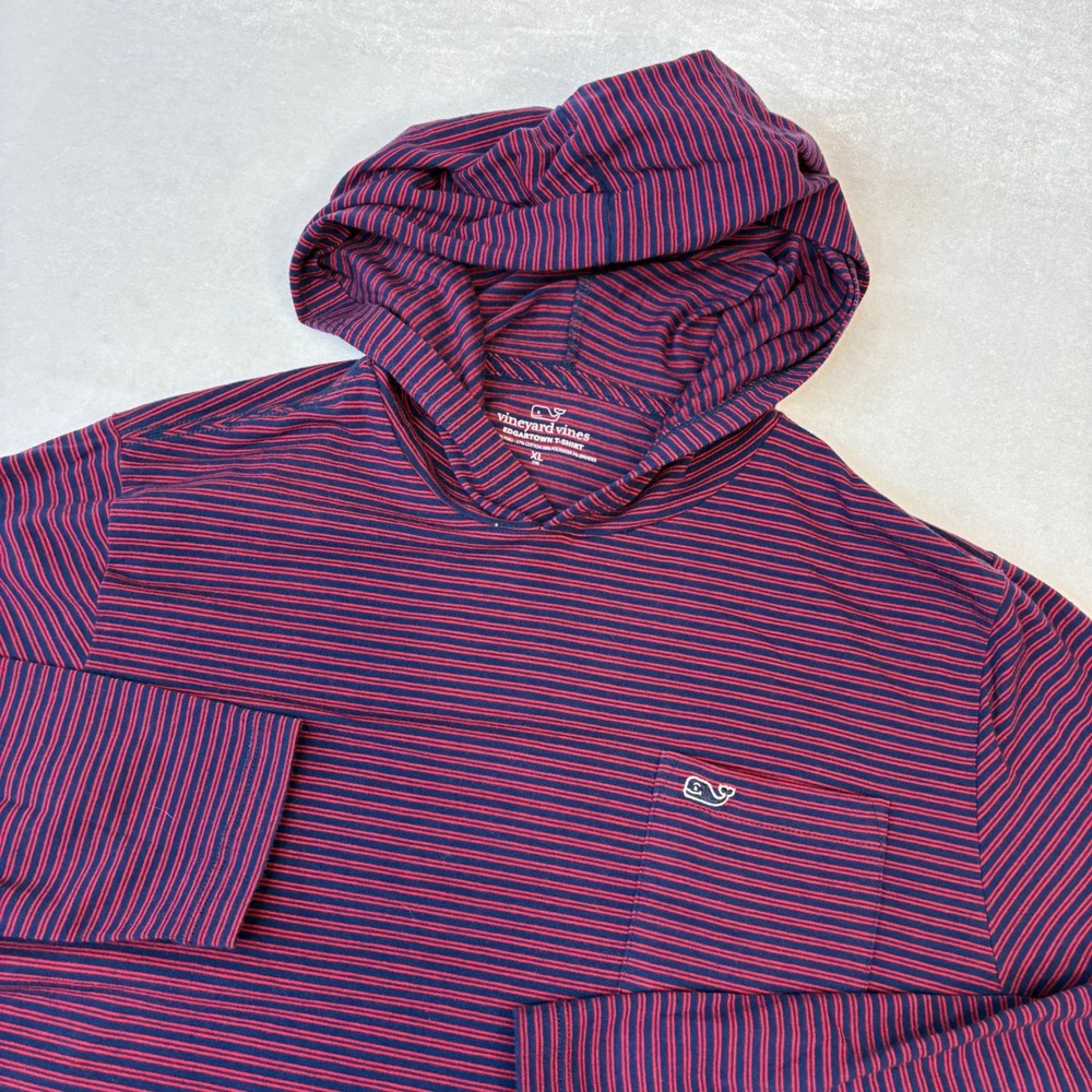 Vineyard Vines Hoodie Boys XL 18 Navy Red‎ Striped Edgartown T-Shirt Long Sleeve
